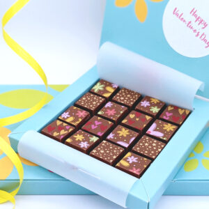 Square Box Of Chocolates with Pretty Patterns