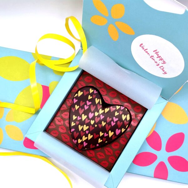 Heart and kiss dark chocolate hearts