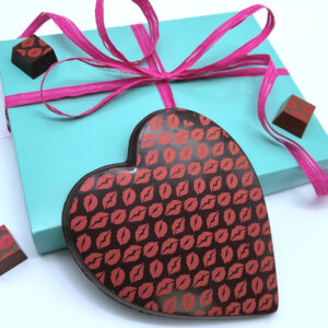 Large Dark Chocolate Heart with Kiss Pattern